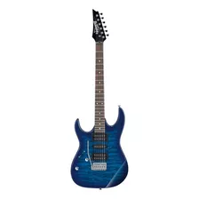 Guitarra Eléctrica Para Zurdo Ibanez Rg Gio Grx70qa De Álamo Transparent Blue Burst Con Diapasón De Amaranto