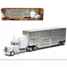 New Ray 1:32 Peterbilt 379 Blanco Jaula Ganadera- Trailer 