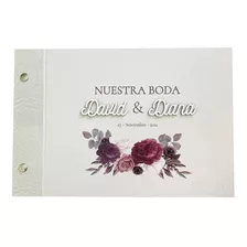 Album De Boda Para Fotos Y Firmas - Mod. Flores Tinto