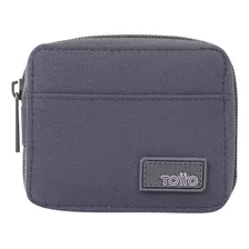 Billetera Totto Para Hombre Maldonado Mediana Color Gris Diseño De La Tela Rayado