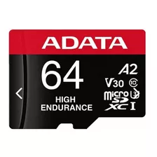 Cartão De Memória Adata 4k High Endurance Ausdx64gui3v30sha2-ra1 Com Adaptador Sd 64gb 