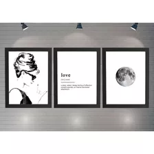 Quadro Decorativo Moldura Com Vidro Quarto Sala Lua