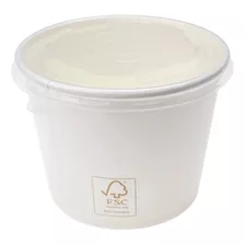 Pote Papel Biodegradável Sorvete Branco C/tampa 360ml C/50un