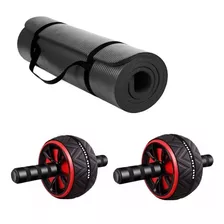 Colchoneta Yoga Fitness Gym + 2 Ruedas Doble Abs Reforzada