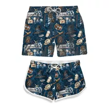 Kit Casal Short Praia Masculino Feminino Harry Potter Noturn