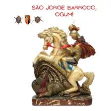 São Jorge Barroco Ogum Imagem Escultura Gesso 30 Cm