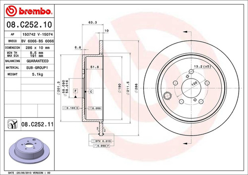 Discos Brembo Subaru Legacy Iv Bl 2.5 I Awd (bl9) 2008 T Par Foto 2