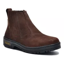 Bota Botina Couro Nobuck Sola Borracha Reforçada Cc 082