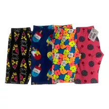 Kit 3 Bermudas Ciclista Cotton Infantil Estampada Kyly 10/16