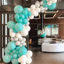 Tiffany Blue White Balloons Aarch Garland Kit 94 Globos...