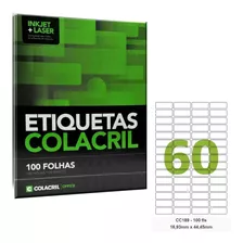 Etiqueta Impressora Carta 16,93x44,45mm 100 F Cc189 Colacril