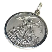 Medalla San Miguel Arcangel 33 Mm Diam. Con Borde Plata 925