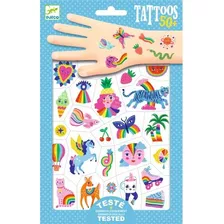 Tatuajes Temporales +50 Stickers Arcoíris Neón Djeco