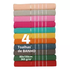 Jogo 4 Toalhas Banho Atacado Luxo 80 X 150 365g Promoção