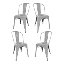 Set X4 Sillas Tolix - Desillas Cantidad De Sillas Por Set 4 Color De La Estructura De La Silla Gris Plata Perlado