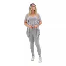 Casaco Cardigan Blusa Calça Plus Size Kit 3 Peças P Ao Xgg