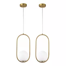 2 Lustre Pendente Moderno Oval Ring Tipo Bola Quarto Cozinha