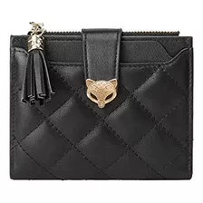 Foxer Cartera De Cuero Para Mujer Cartera Plegable Pequeña C