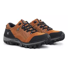 Tenis Maculino Adventure Treking Go Well Shoes Couro Confort