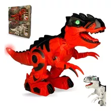 Dinossauro De Brinquedo T Rex Robo Anda Emite Som Luz Led