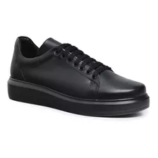 Sapatênis Malbork All Black Em Couro Natural Preto 5505