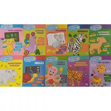 Kit 10 Cadernos De Caligrafia Infantil Letra Cursiva Bastão Números Frases Ficar Com A Letra Bonita 