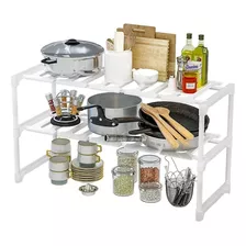 Estante Organizador Bajo Mesada Alacena Cocina 2 Niveles Color Blanco