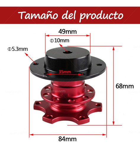 Volante Adaptador Liberacin Rpida Universal Para Auto Rojo Foto 5