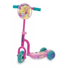 Monopatín De Pie Unibike Scooter 3 Ruedas Barbie Rosa Y Azul Para 5 Años