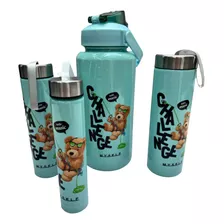 Set De 4 Botellas Para Agua Dibujos Para Niños