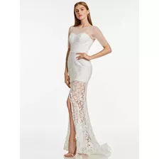 Vestido De Novia Civil Marca Tanpell Encaje Nuevo Ivory Us16