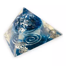 Orgonite Pirâmide Proteção Cianita Azul Arcanjo Miguel 4x7x7