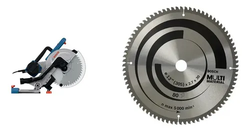 Kit Bosch: Sierra Ingletadora Telescópica Dual 305mm + Hoja Multimaterial 305mm 80d