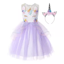 Flor Vestido Fiesta Princesa Disfraz Unicornio Para Niñas