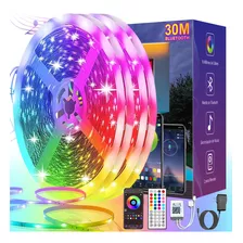 Dahan Rgb 5050 Bluetooth Led Strip 30m Control App+44 Teclas Control Remoto Por Infrarrojos, Micrófono Incorporado, Sincronización De Música, 16 Millones De Colores, Adecuado Para Decoración Del Hogar