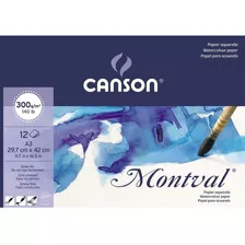 Block Canson Montval A3 300gr 12 Hojas Distribuidora Lv Color Blanco