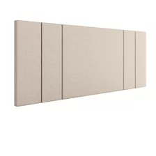 Suporte Painel Suspenso Parede 1,95 Box King Size Cabeceira Cor Bege Linho