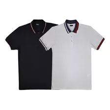 Kit 2 Camisas Polo Masculina Lisa Malha Algodão