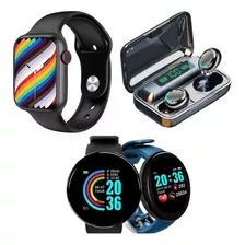 Auriculares F9 + Smartwatch D18 + Reloj W26 Súper Combo!