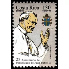 25 Años Pontificado Papa Juan Pablo 2 - Costa Rica - Mint 