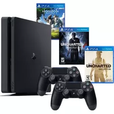 Sony Playstation 4 Slim 1tb + 2 Controles E 3 Jogos - Com Nf