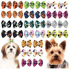 30 Piezas/15 Pares Lazos De Pelo Perros De Halloween Ba...