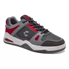 Charly Tenis Urbano Para Hombre Gris Rojo,código 120421-1