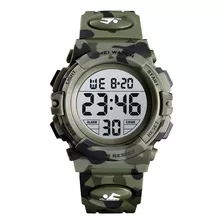 Reloj Pulsera Skmei 1548 De Cuerpo Color Army Green Camouflage, Digital, Para Niños, Fondo Gris, Con Correa De Poliuretano Color Army Green Camouflage, Dial Negro, Minutero/segundero Negro, Bisel Colo