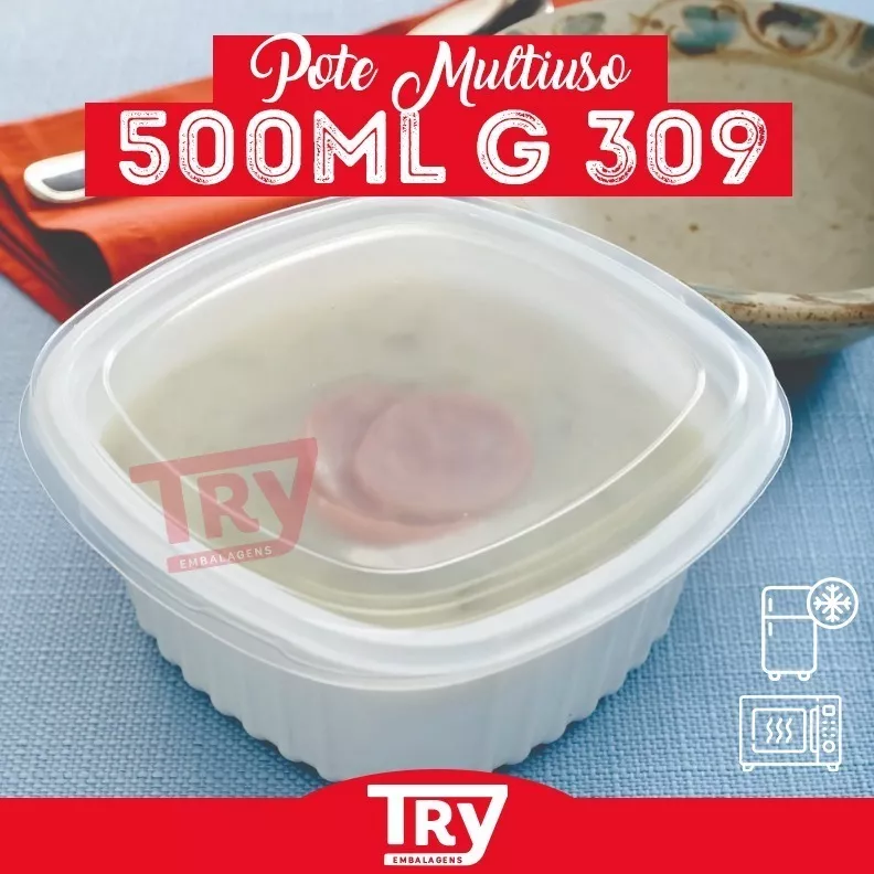 Marmita Pote 500ml Caldo Sopa Freezer Microondas G309 25uni
