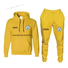 Conjunto Manchester City Adulto Moletom Time Premiere League