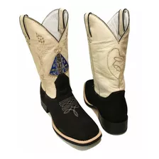 Bota Texana Nossa Senhora Nobuck Preto Bico Quadrado