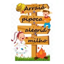 Display Arraial Festa Junina Placa Indicativa 1 Metro Mdf3mm