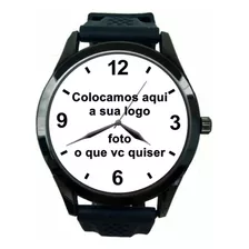 Relógio Pulso Personalizado Do Seu Jeito Foto Logo Imagem Correia Preto Bisel Preto Fundo Com A Imagem Que Você Enviar
