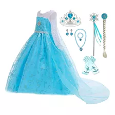 Disfraz Talla 9-10 Para Niñas De Princesa Elsa Con